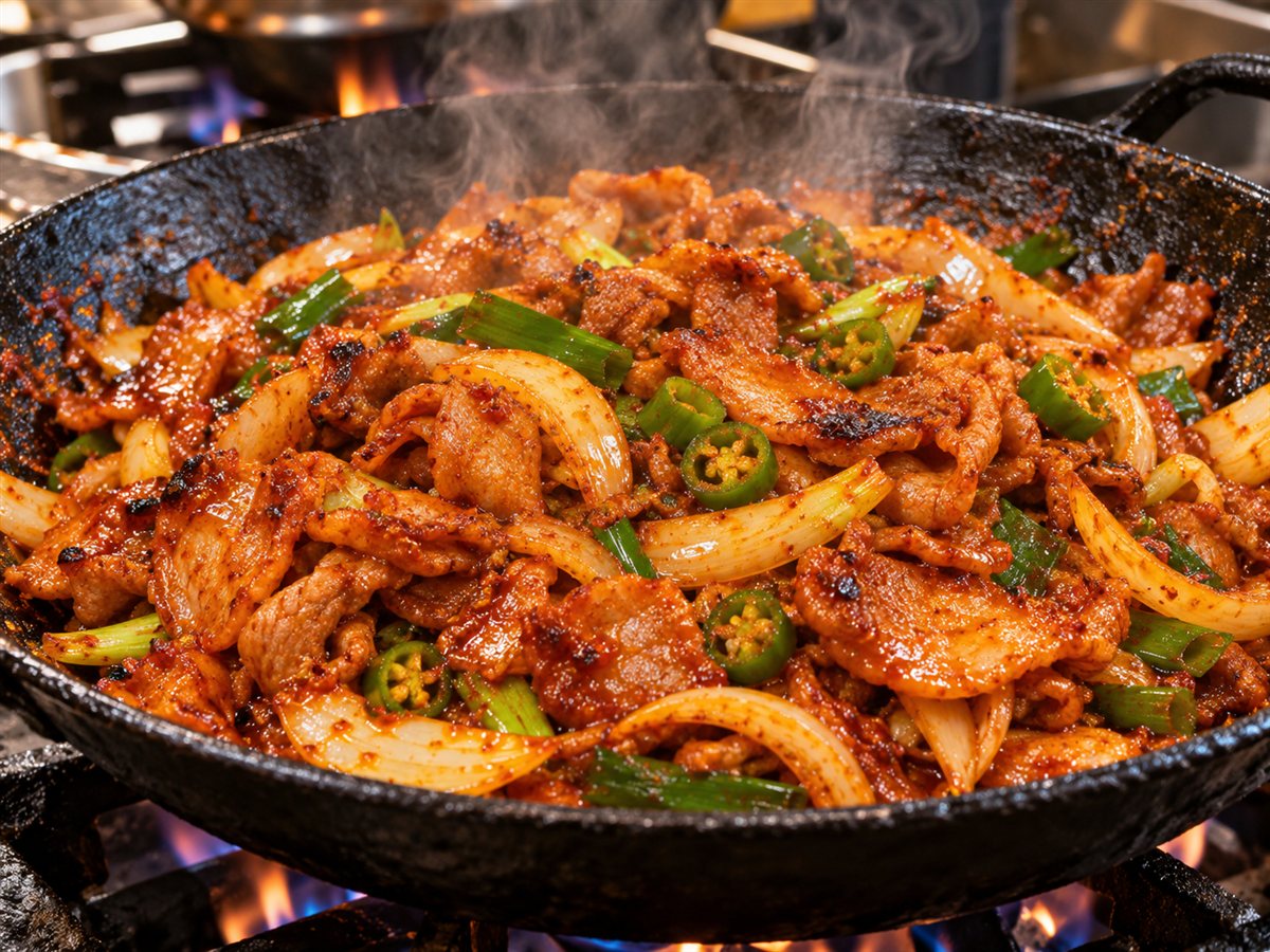 센 불에 볶아 불맛을 입힌 식당 제육볶음